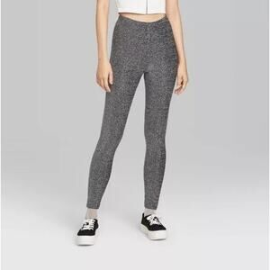 Wild Fable Leggings S High Waisted Metallic Shimmery Full Length Black Silver‎